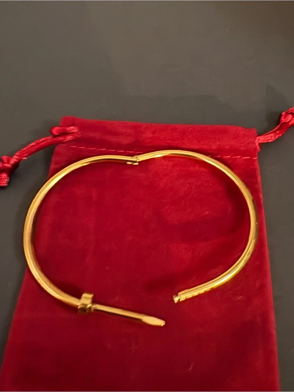 Stainless Steel Gold Plated Nail Bangle Bracelet Sz 19cm